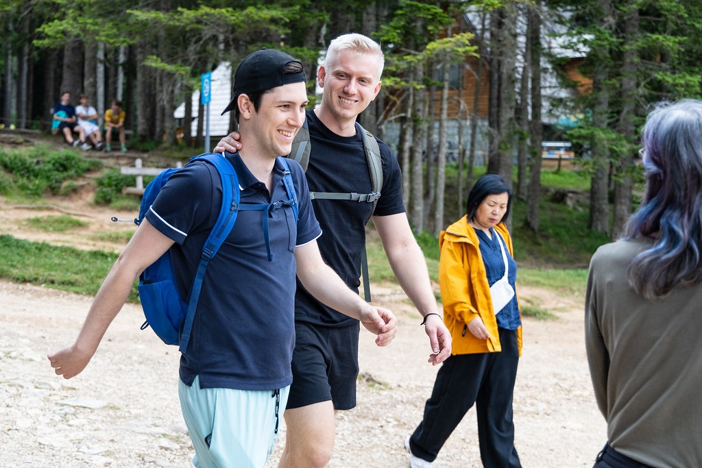 Stephen hiking in the mountains with friends